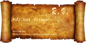Rákai Vilmos névjegykártya